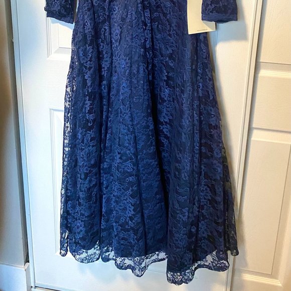 Brand New A-Line Mother of the Bride Dress Elegant V Neck Tea Length Lace - Picture 6 of 6